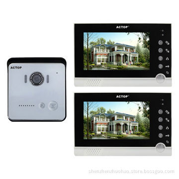 Rain-proof Night-vision 7-inch Wire Video Doorphone with 2 Screens